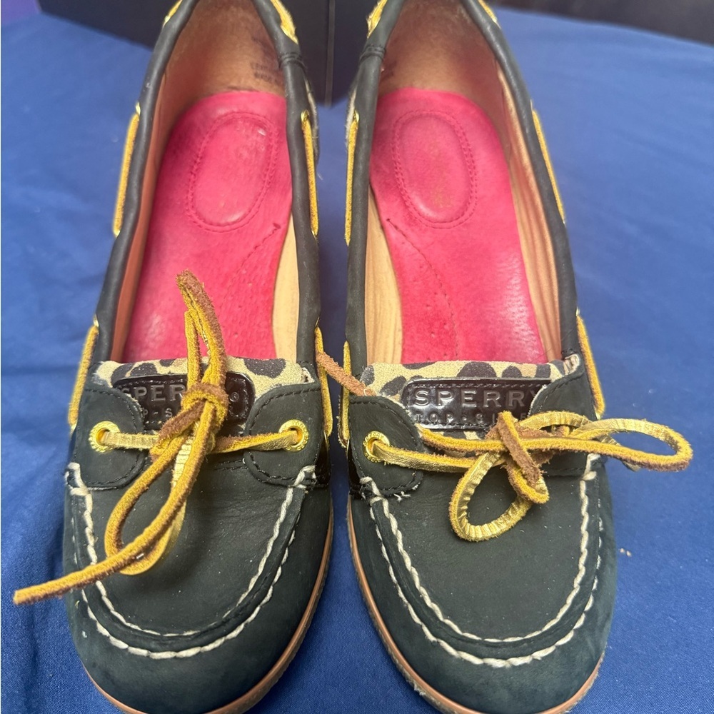 Sperry Women's Green Moccasins with Yellow Accents